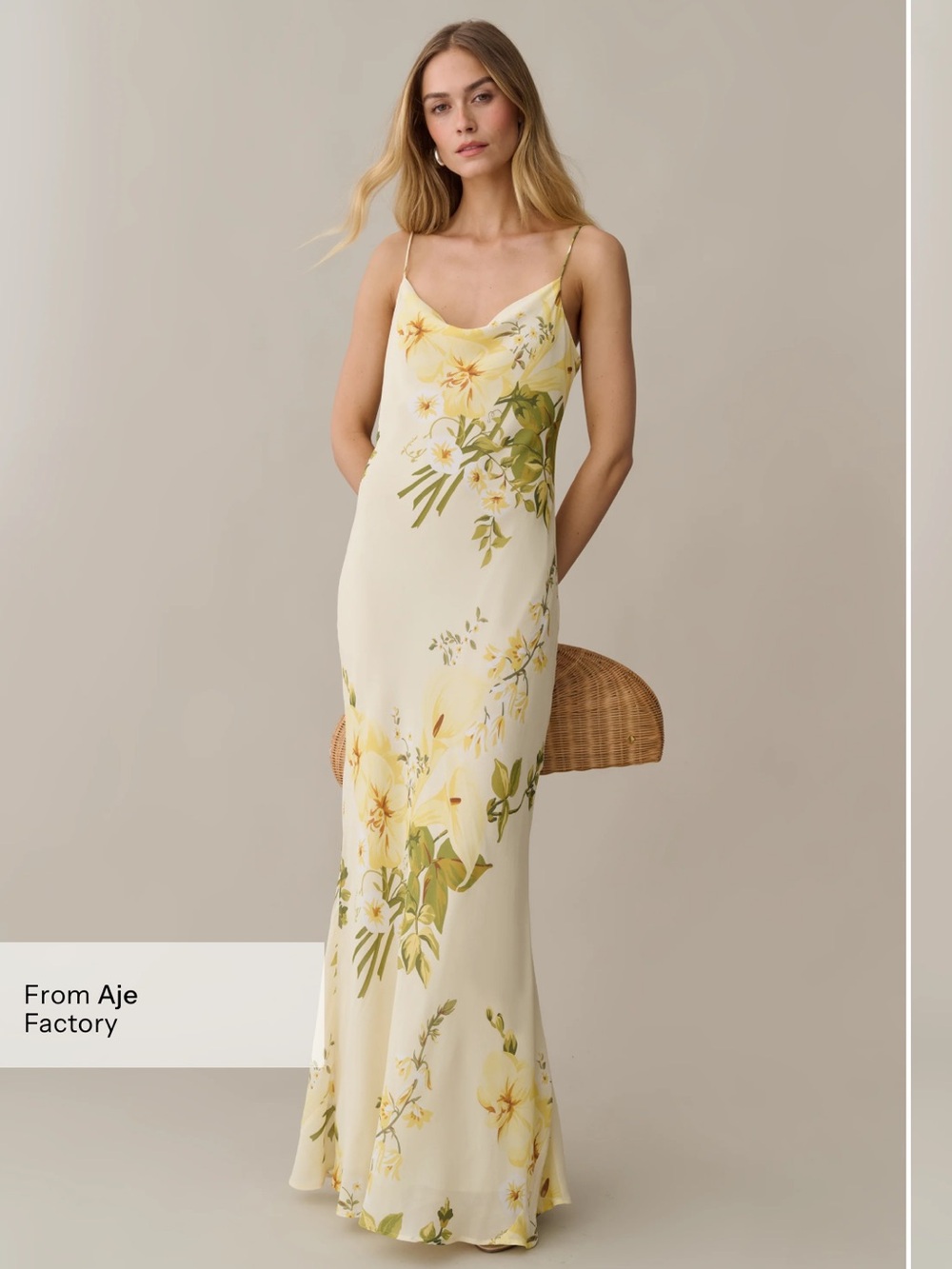 NWT Few Moda OPT Euridice Maxi Viscose Cowl Neck Dress in Sunpetal Garden. 4
